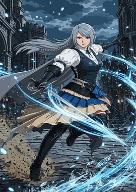 Final Fantasy Anime warrior with glowing sword