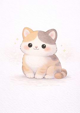Cute Calico Cat Illustration