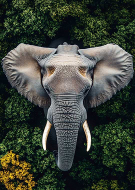 Aerial View of an Elephant in a Forest