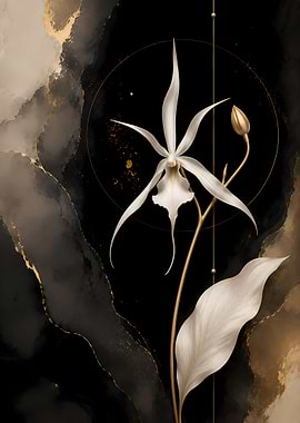 Elegant White Orchid with Gold Accents