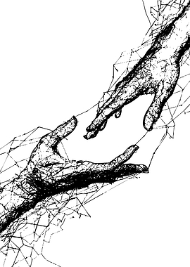Reaching Hands Abstract Art