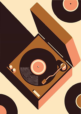 Retro Turntable Poster – Minimalist Vinyl Record Player Wall Art