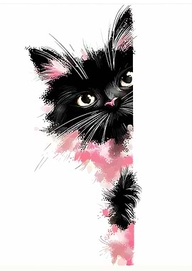 Cute Black Cat Peeking Out