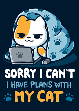 Cat with Laptop and Blanket
