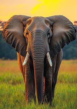 Elephant in Golden Hour Light