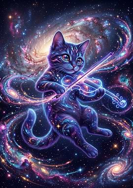 Cosmic Cat Playing Violin