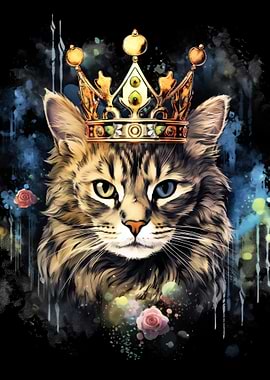 Majestic Cat King with Crown