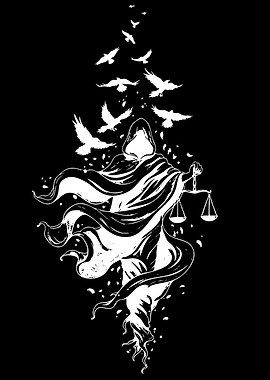 Grim Reaper with Scales and Birds