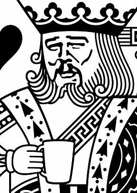 King of Hearts Holding a Mug