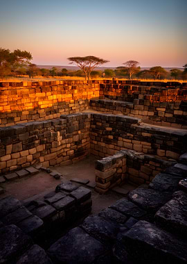 Ancient Ruins at Sunset
