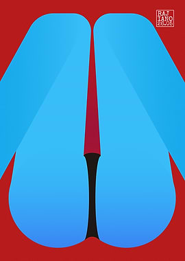 Geometric Blue and Red Minimalist Fine Art Form Poster