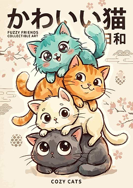 Stack of Cute Cats