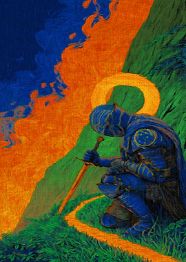 Knight Kneeling with Sword and Halo