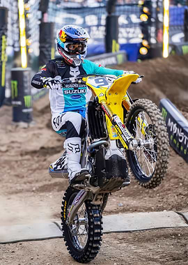 Motocross Rider Performing a Wheelie