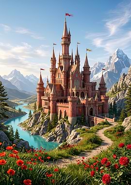 Fairytale Castle in a Mountain Landscape