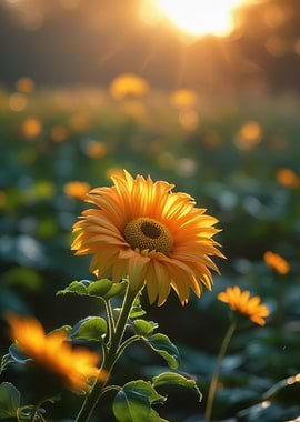 Sunflower Field at Sunset