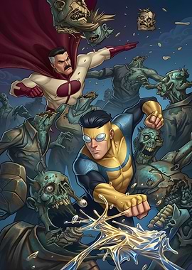 Invincible Comic and Omni-Man Fight Zombies