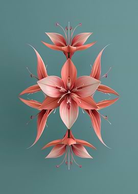Symmetrical Coral Amaryllis Flower Design