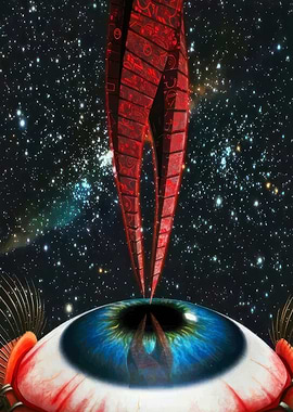 Sci-fi Eye and Red Structure in Space