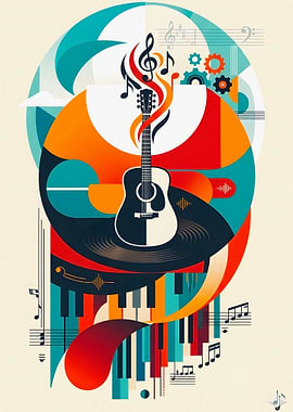 Abstract Music and Guitar Art