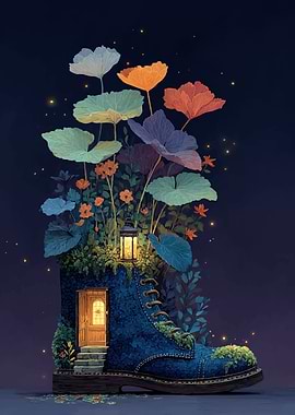 Enchanted Boot House with Flowers
