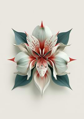 Intricate White and Red Flower