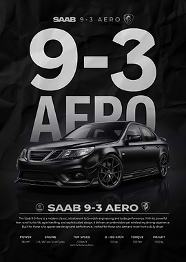 A striking saab 9 3 aero Car Poster