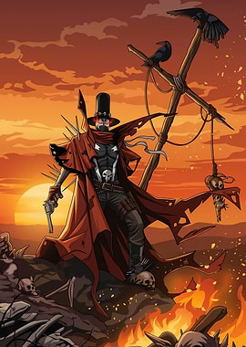 Western Supernatural Character at Sunset