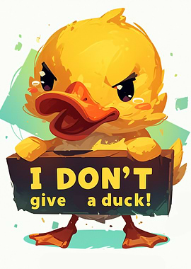 Angry Duck Holding 'I Don't Give a Duck' Sign