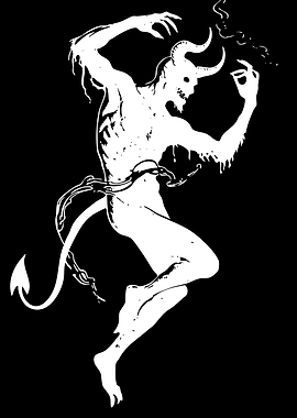White Demon with Horns and Tail