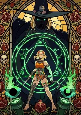 Fantasy Witch and Sorcerer Stained Glass