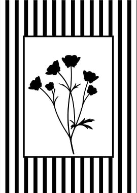 Black and white floral silhouette art