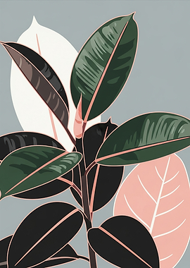 Stylized Rubber Plant Leaves