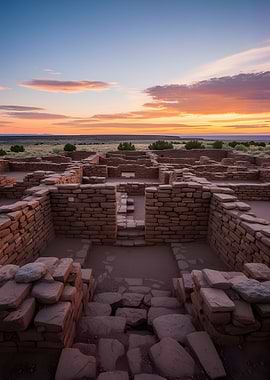 Ancient Ruins at Sunset