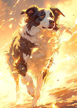 Border Collie in Golden Light