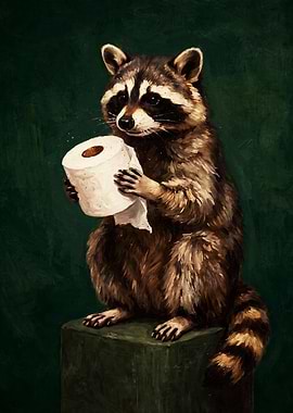Raccoon Holding Toilet Paper