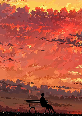 Silhouette of person watching sunset