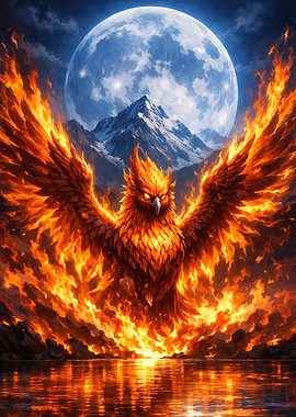 Phoenix Rising from Flames