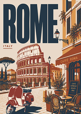 Rome Italy Travel Poster – Vintage European City Wall Art