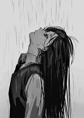 Anime Girl Crying in the Rain