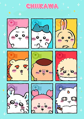Chiikawa Characters in Postcard Frames