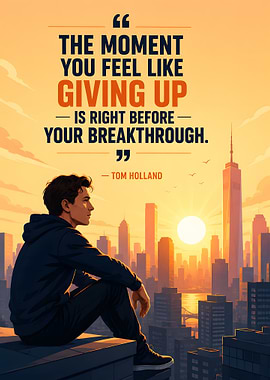 Tom Holland inspirational quote cityscape