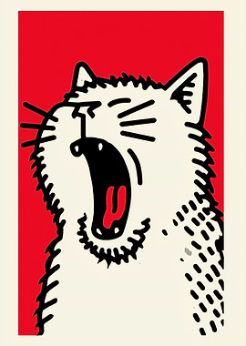 Yawning Cat Illustration