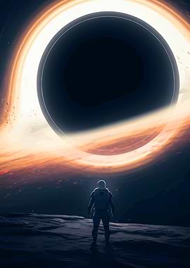 Astronaut facing a black hole
