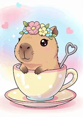 Cute Capybara in a Teacup