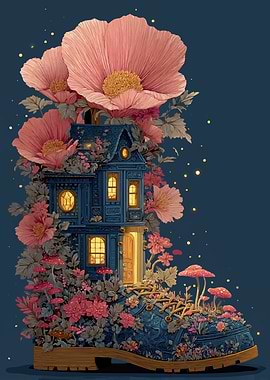 Enchanted Boot House with Flowers