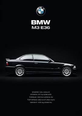 BMW M3 E36 Poster