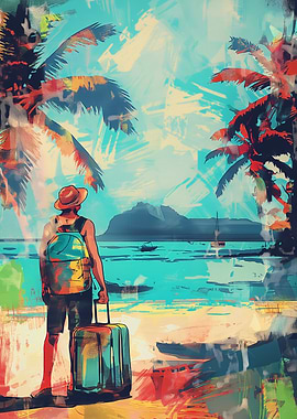 Traveler at a Tropical Beach