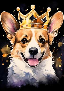 Corgi King Wearing a Crown