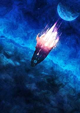 Spaceship in Cosmic Nebula